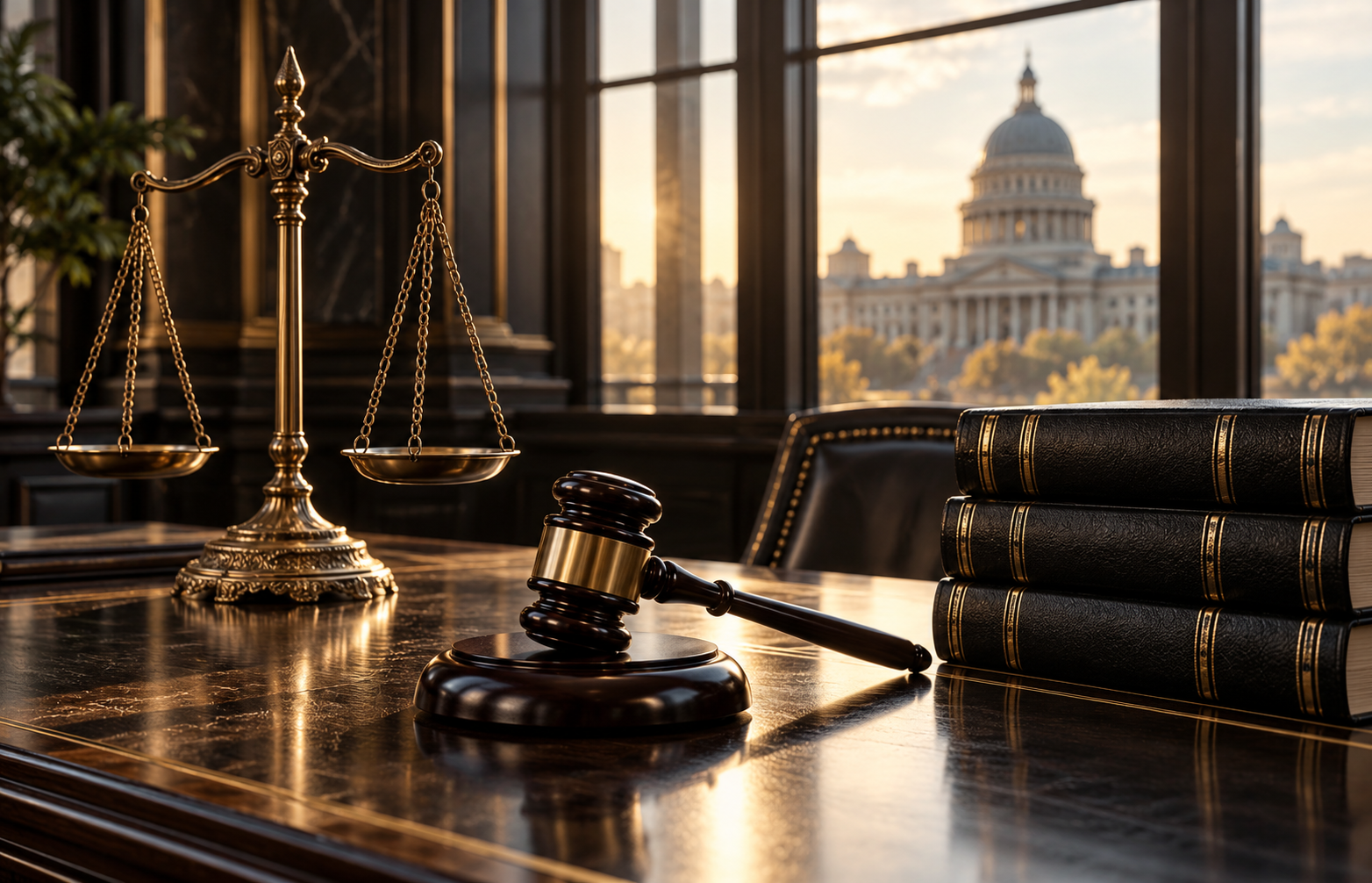 Scales of justice with legal books