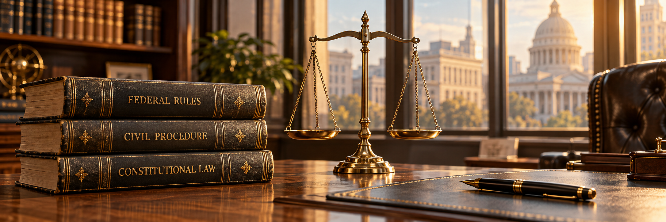 Federal rules, legal books and brass scales